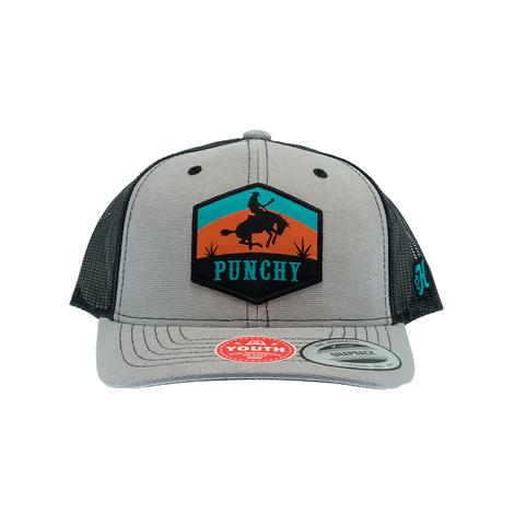 Hooey Punchy Grey And Black Patch Logo Youth Cap 